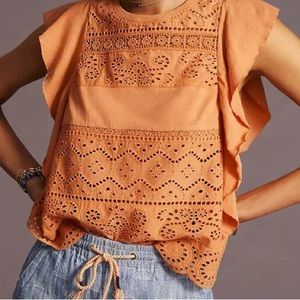 Anthropologie Sustainable Lace Tank Blouse Coral Top Size: XSP